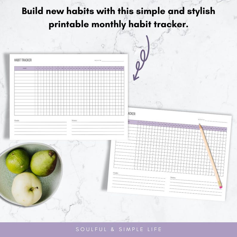 Monthly Habit Tracker Printable | Minimalist A4 PDF | Simple Stylish ...