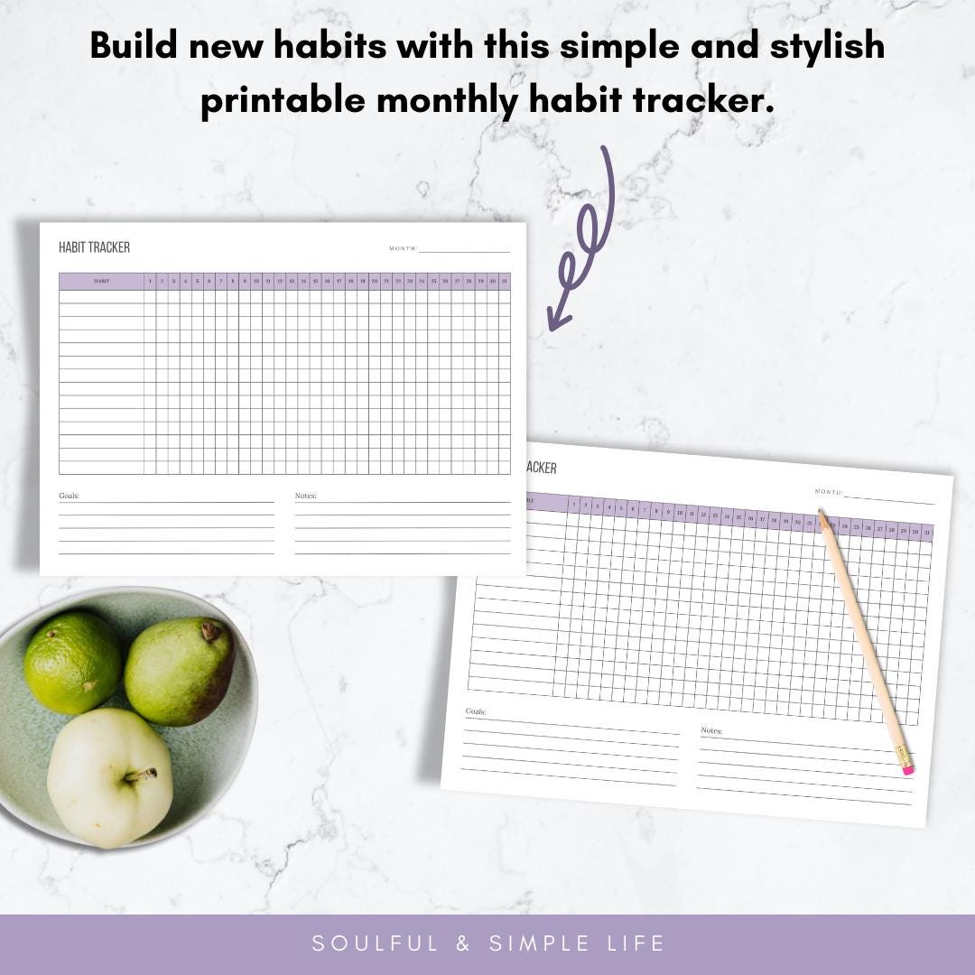 Monthly Habit Tracker Printable | Minimalist A4 PDF | Simple Stylish ...