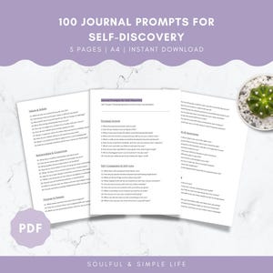 100 Journal Prompts for Self-Discovery | A4 Printable | Self-Love Writing Prompts | Personal Growth & Reflection Workbook | Digital Download
