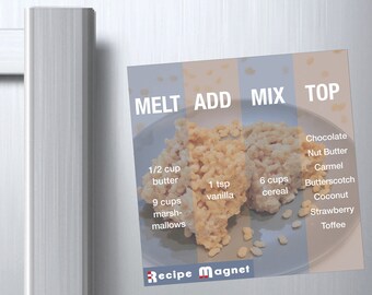 Rice Krispy Treat Recipe Magnet | Kitchen Decor 3"x3"