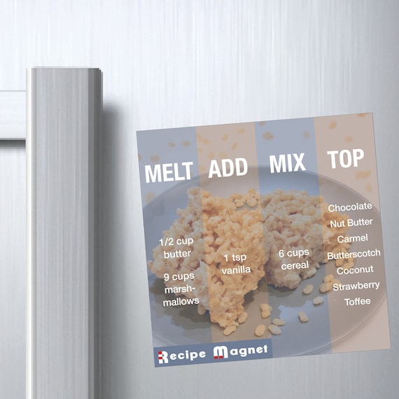 Rice Krispy Treat Recipe Magnet | Kitchen Decor 3"x3"