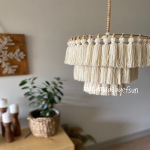 Bohemian Chandelier,Fringe Chandelier,Macrame Lamp Shade,Macrame Chandelier,Bohemian Lamp Shade,Bohemian Decor,Tassel Chandelier,Beaded Lamp