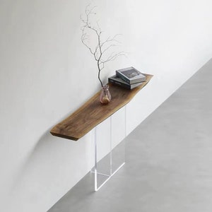 Minimalist Console Table Entryway Console Table Desk, Ask Wood Top