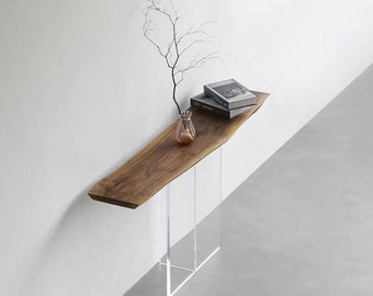 Minimalist Console Table Entryway Console Table Desk, Ask Wood Top