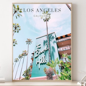 Beverly Hills Print, Los Angeles Print, LA digital Print, Los Angeles Hotel poster, California Vintage wall art print, California gift, USA