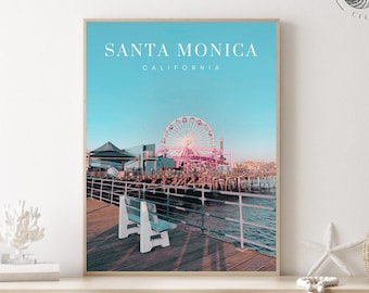 サンタモニカ カリフォルニア、サンタモニカ ピアのデジタルプリント、サンタモニカのポスター、サンタモニカ USA、サンタモニカのギフト、カリフォルニアのギフト、USA
