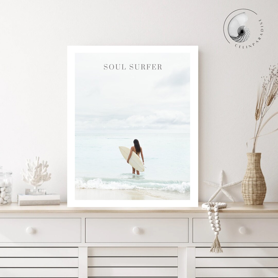 Soul Surfer Girl Poster, Surfer Girl Art, Quote Surfing Poster