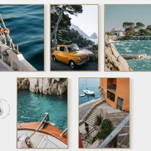 Südfrankreich Drucke, 5er Set, Französische Riviera Drucke, Nizza Kunstdruck, Villefranche Sur Mer, Cote Azur Wanddekoration, Mittelmeer Poster