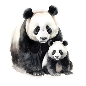 Printable Wall Art - Watercolour Panda Family - DIY Decor
