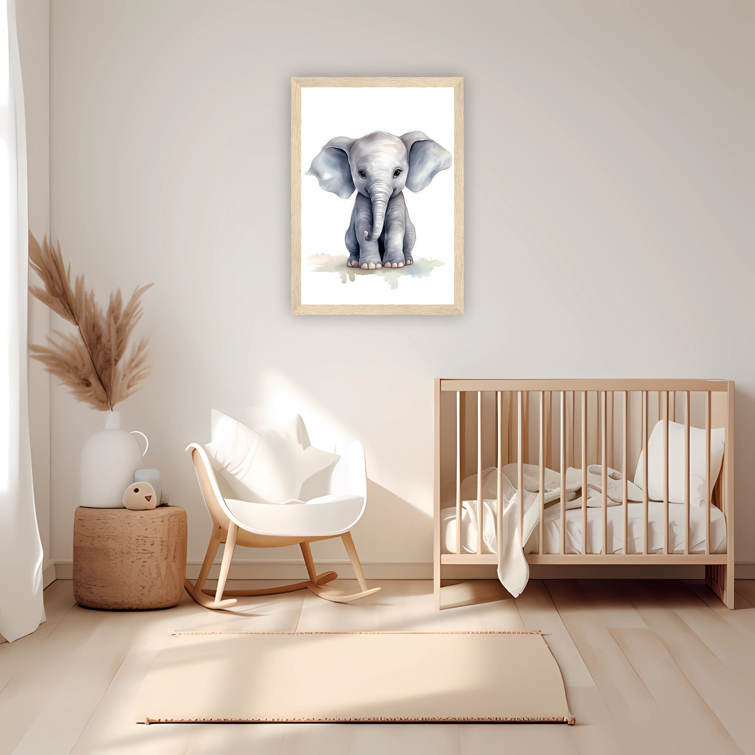 Printable Wall Art - Watercolour Baby Elephant - DIY Nursery Decor - Etsy