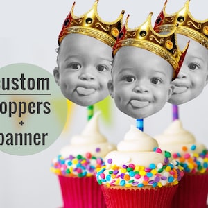 Big one first birthday toppers printable Biggie smalls 1st Birthday banner Custom notorious one face banner
