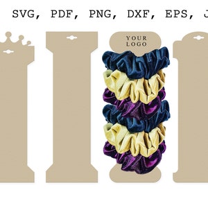 Scrunchies tag 2,7 x 8 pacote porta-cartões Scrunchie SVG Scrunchie tag SVG para Cricut Scrunchies titular SVG