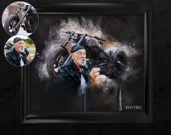 Personalized gift for car guy Custom car drawing digital Car portrait from photo Motorcycle gifts for dad