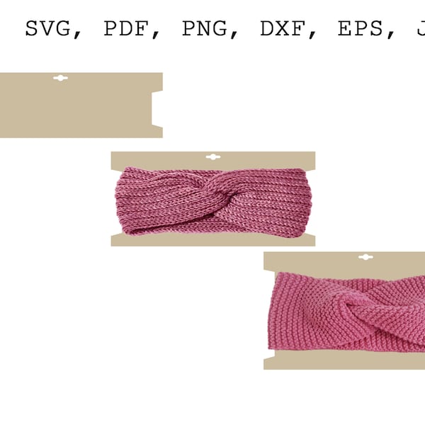 Bundle bandeau affichage SVG Cartes de bandeau à tricoter SVG Cache-oreilles affichage PNG