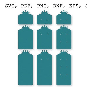 Bundle display card SVG for Cricut Crown earring card SVG Jewelry display tag SVG