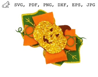 Halloween Schleife SVG Kunstleder Schleife SVG Vorlage Kürbis Haarschleife PNG Haarschleife Vorlage für Cricut