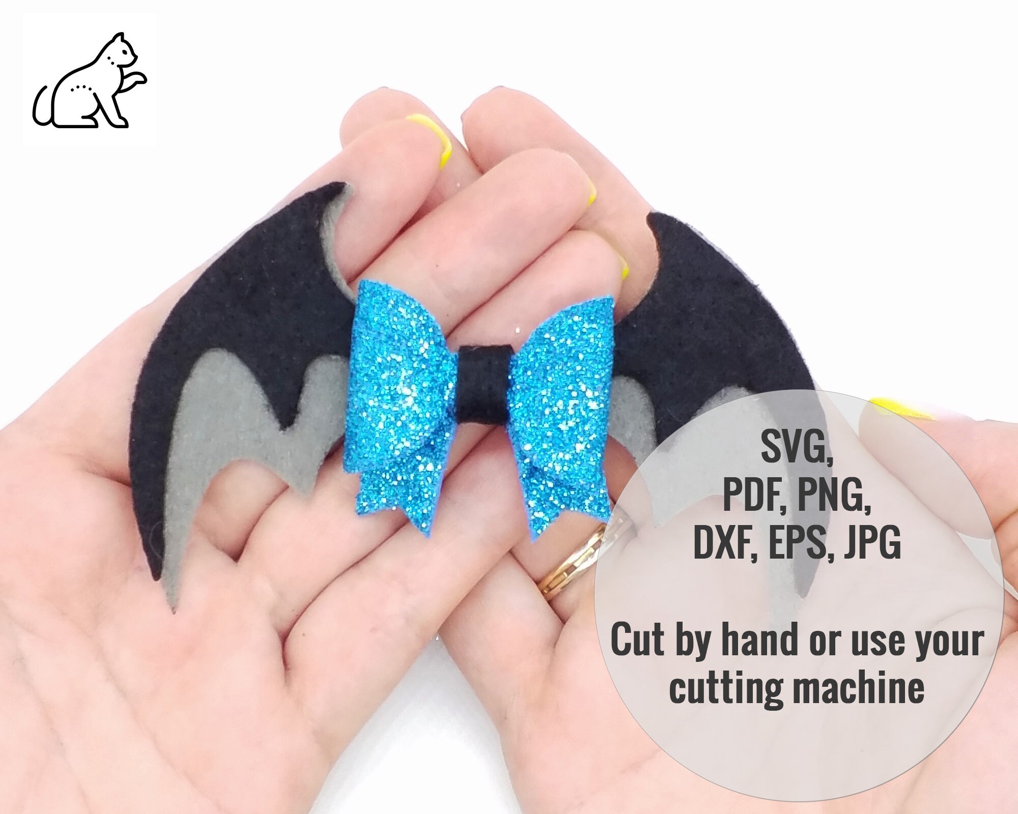 Halloween bow svg faux leather bow svg template hair bow png etsy