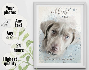 Dog portrait from photo with owner Custom pet portrait from photo digital Personalized dog portrait digital