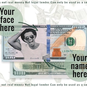Personalisierter Dollar Digital Custom Fake Geld neue Beispiele Geburtstag Geld benutzerdefiniertes Gesicht druckbar