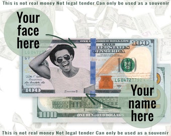 Personalized dollar digital Custom fake money new examples Birthday money custom face printable