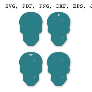 Bundle earrings holder SVG Scull earring card PNG Jewelry display tag SVG files for Cricut
