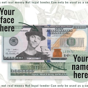 Eine Million Dollar Geldschein Custom Fake Money Dein Gesicht auf Dollar Geldschein Personalisierter Dollar digital