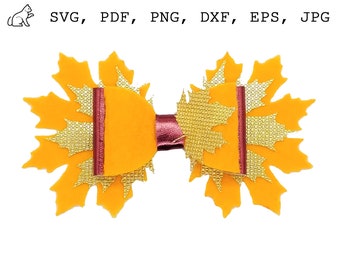 Hair bow template for Cricut Fall hair bow SVG Faux leather bow SVG template Hair bow PNG