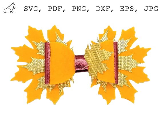 Hair bow template for Cricut Fall hair bow SVG Faux leather bow SVG template Hair bow PNG