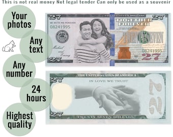 Wedding money Custom dollar bill Marriage money Personalized dollar digital Custom fake money new examples