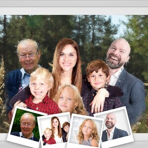 Custom family portrait oil painting Add people to photo digital Memorial portrait for deceased loved one