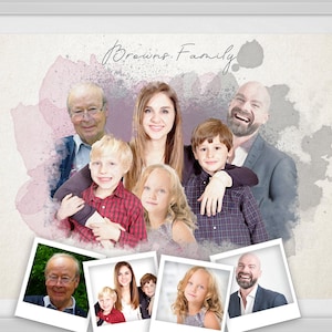 Custom family portrait watercolor painting Add people to photo digital Memorial portrait for deceased loved one