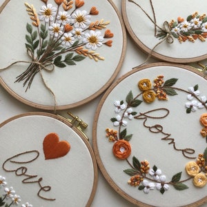 Love, Home, Heart, Flower  PDF pattern template, pattern, drawing, hoop, embroidery, PDF