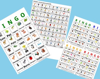 Spanish Animal Bingo Cards – Language Learning Game (Digital Download)