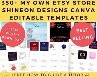 Shineon Message Card Template Bundle, Custom Necklace Shineon Designs Canva Editable Jewelry Print On Demand POD Business Personal Use