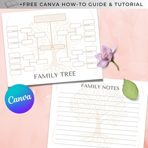 Family Tree Template, Digital Family Tree Printable, Direct Line Family Tree Template, Canva Editable Sheet, Basic Family Tree Template