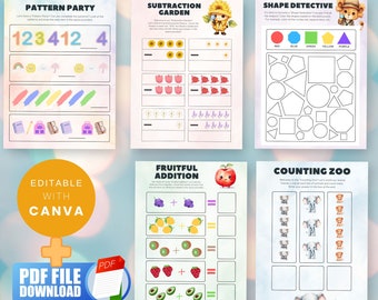 Preschool Math Worksheets, Preschool Math Games, Educational Math, Math Printables For Kids Children Home School Teaching Montessori