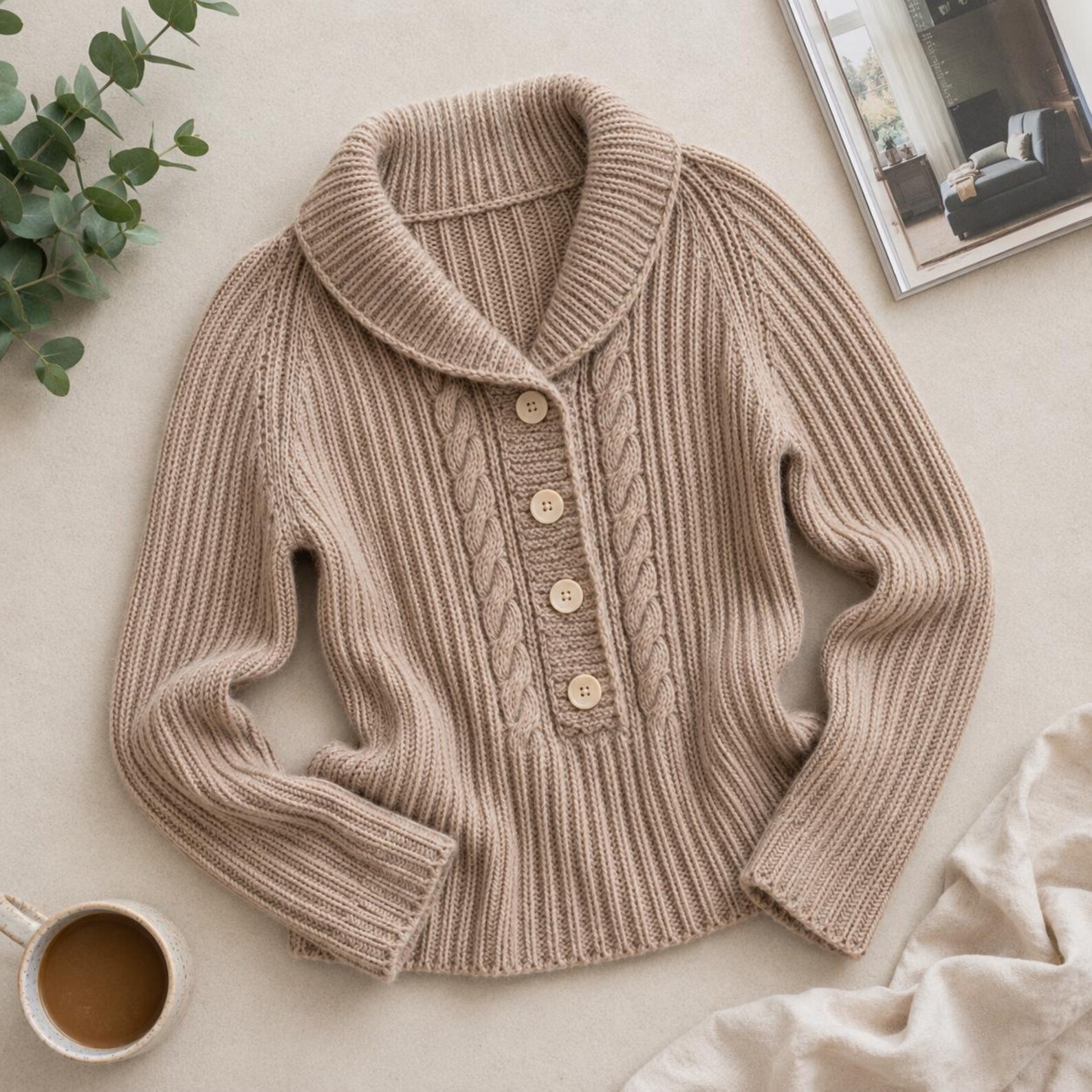 Ribbed Raglan Sweater Knitting Pattern, Vintage Button Pullover Cable ...