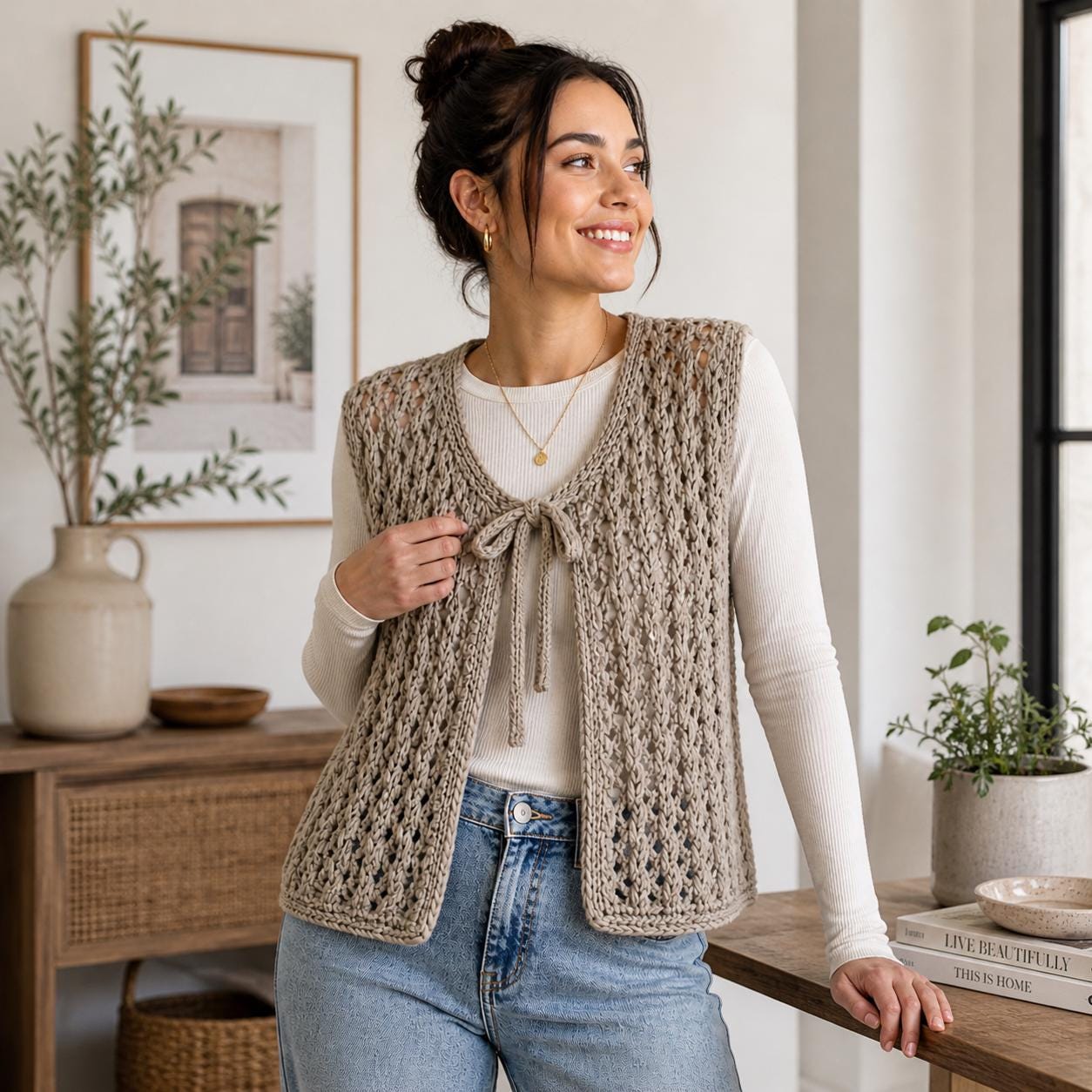 Open Vest Pattern Beginner Knit Vest Pattern, Open Stitch Sleeveless Top (PDF Download ...
