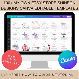 ShineOn Acrylic Designs Template Bundle, Custom Acrilic Shineon Designs Canva Editable Jewelry Print On Demand POD Business Personal image 3