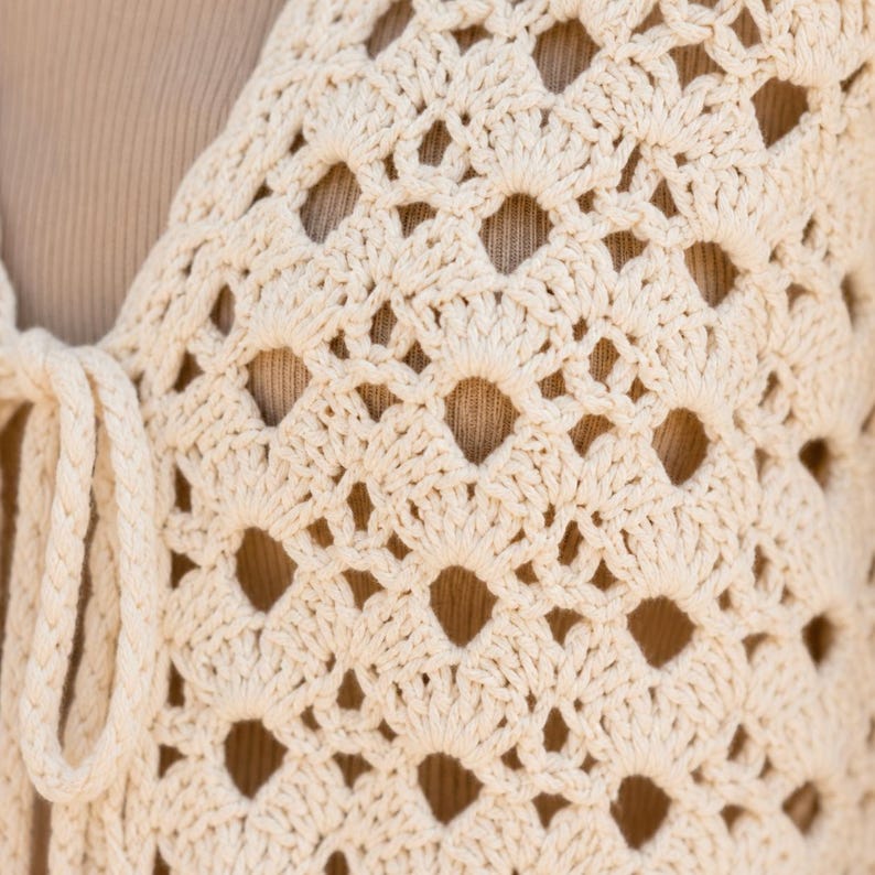 Crochet Vest Pattern PDF, Summer Lace Boho Sleeveless Top Pattern, English German Tutorial image 4