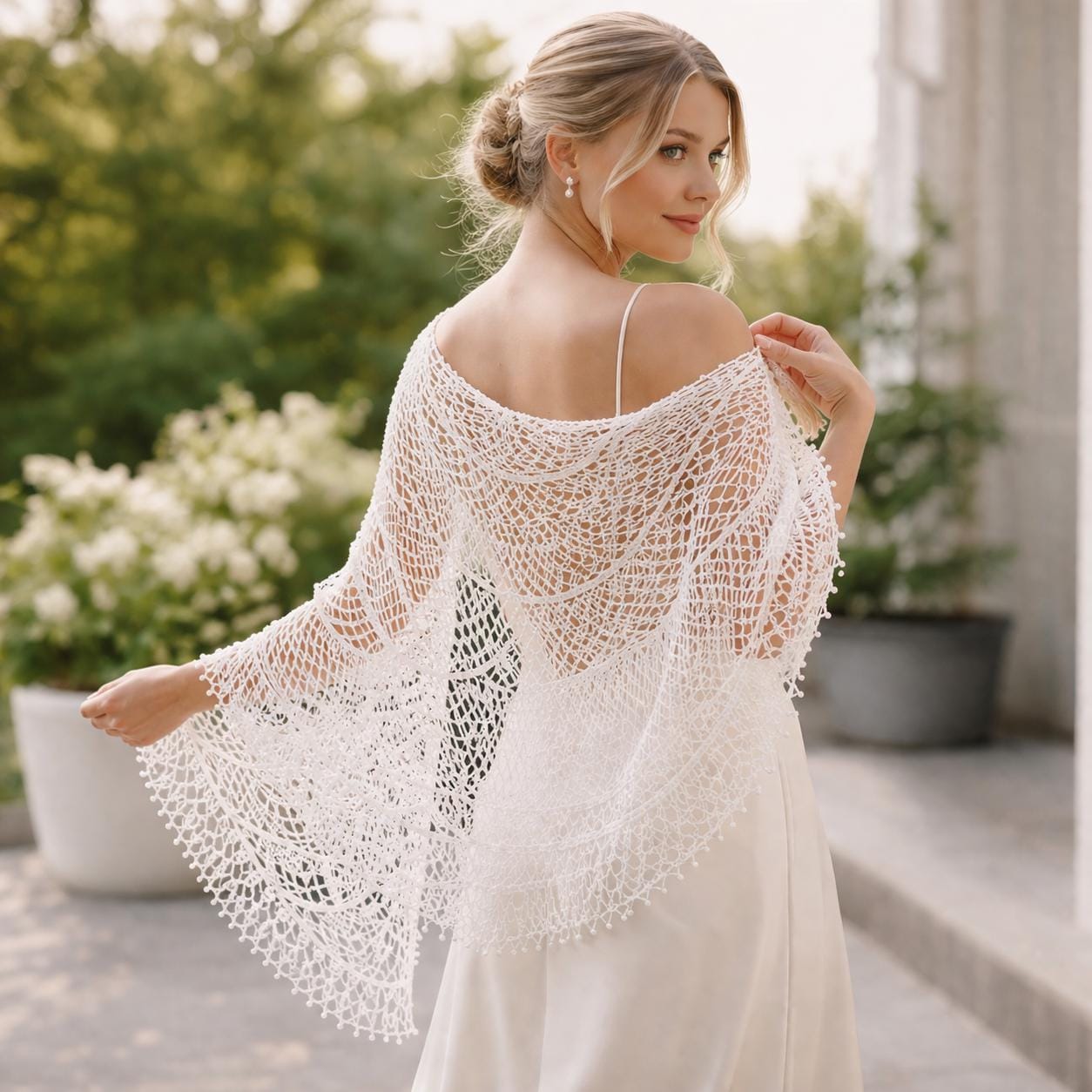 beaded shawls for dresses Evening Shawl Cut in an asymmetric one shoulder wedding gowns A-Line/Princess Satin Chiffon Lace Select Size:6
