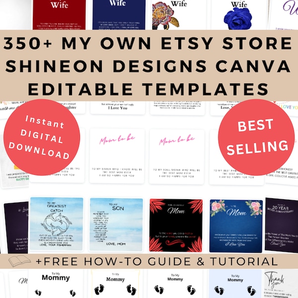 Shineon Message Card Template Bundle, Custom Necklace Shineon Designs Canva Editable Jewelry Print On Demand POD Business Personal Use