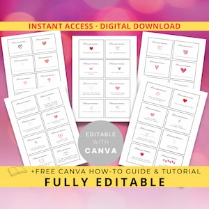 Tarjetas de "Por qué te amo" (plantilla editable e imprimible), notas de amor personalizadas, regalo de aniversario de San Valentín para él, su novio o su novia.