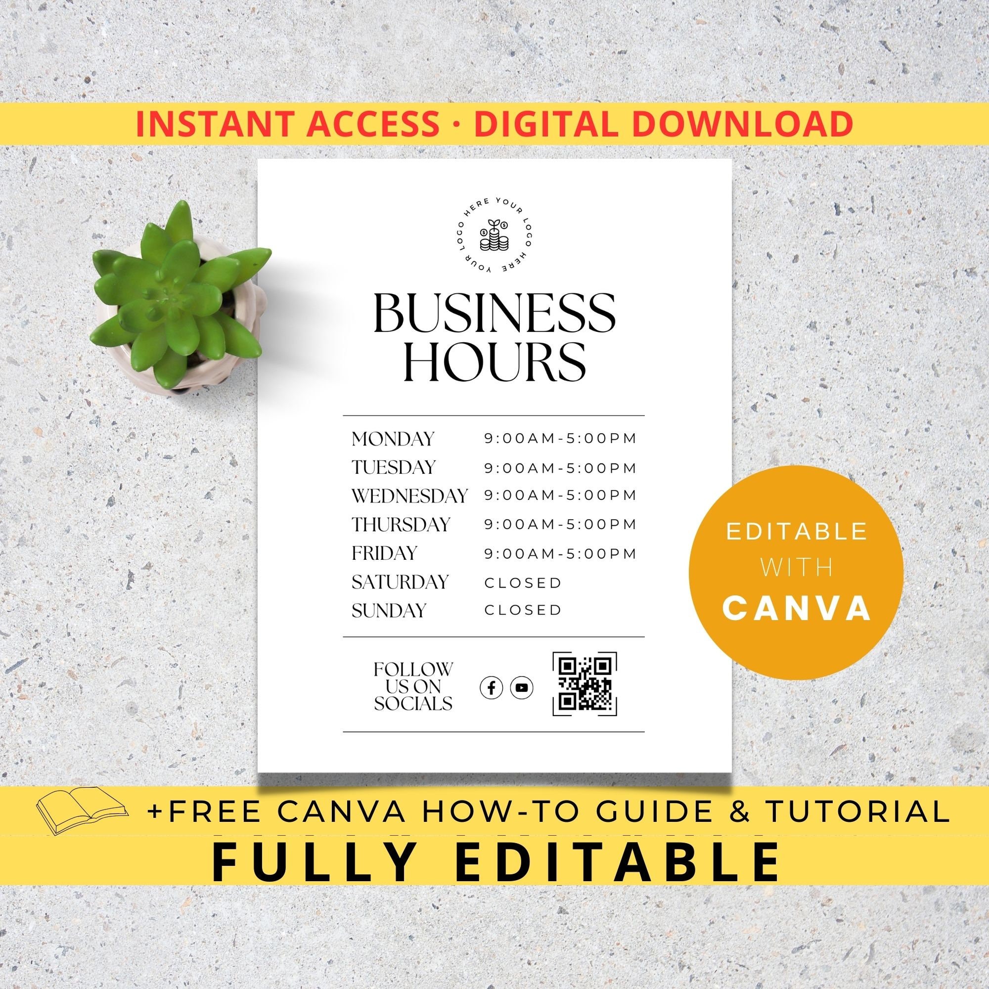 Business Hours Sign Editable Printable Template, Printable Template ...