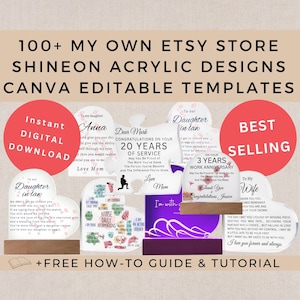 ShineOn Acrylic Designs Template Bundle, Custom Acrilic Shineon Designs Canva Editable Jewelry Print On Demand POD Business Personal image 1