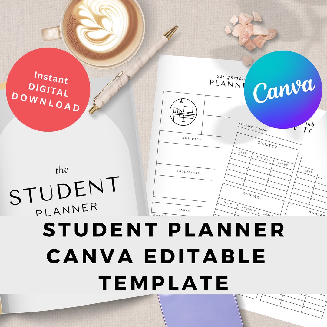 Student Printable Planner Commercial Canva Editable Template - Etsy