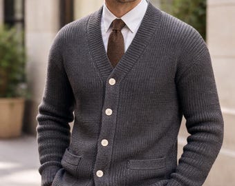 1980s Jcpenney Fox Mens Light Blue Tweed Acrylic Spongy Knit V