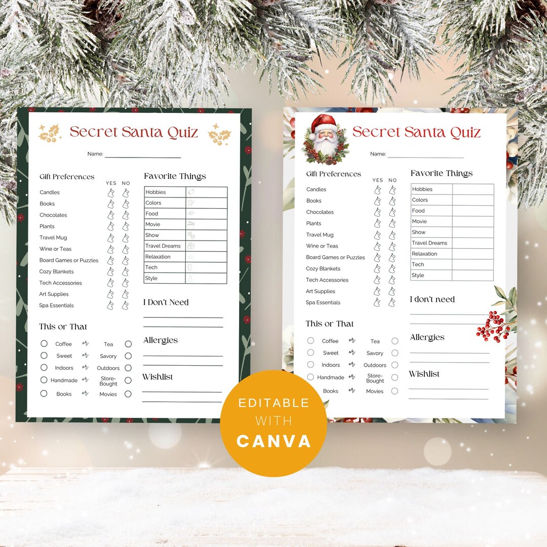Christmas Wish List, Printable Santa Quiz, Santa Quiz, Santa Claus Quiz ...