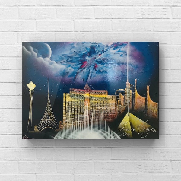 Galaxy space Vegas spray paint, Las Vegas strip, Fremont artist, Casino View, Sincity art, gifts for friends, gifts for him, gifts for her