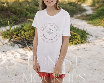 bella canvas 3001 mockup, kids bella canvas white tshirt mockup, apparel mockup , kids model mockup,